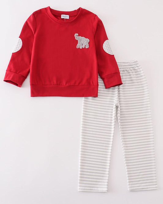 Alabama Elephant French Knot Boy Set