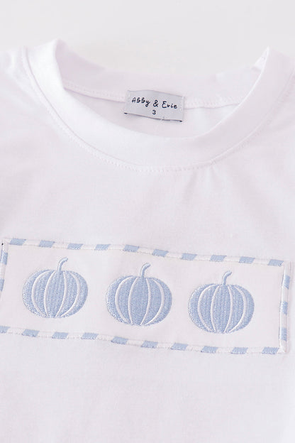 Blue Pumpkin Embroidered Plaid Boy Set