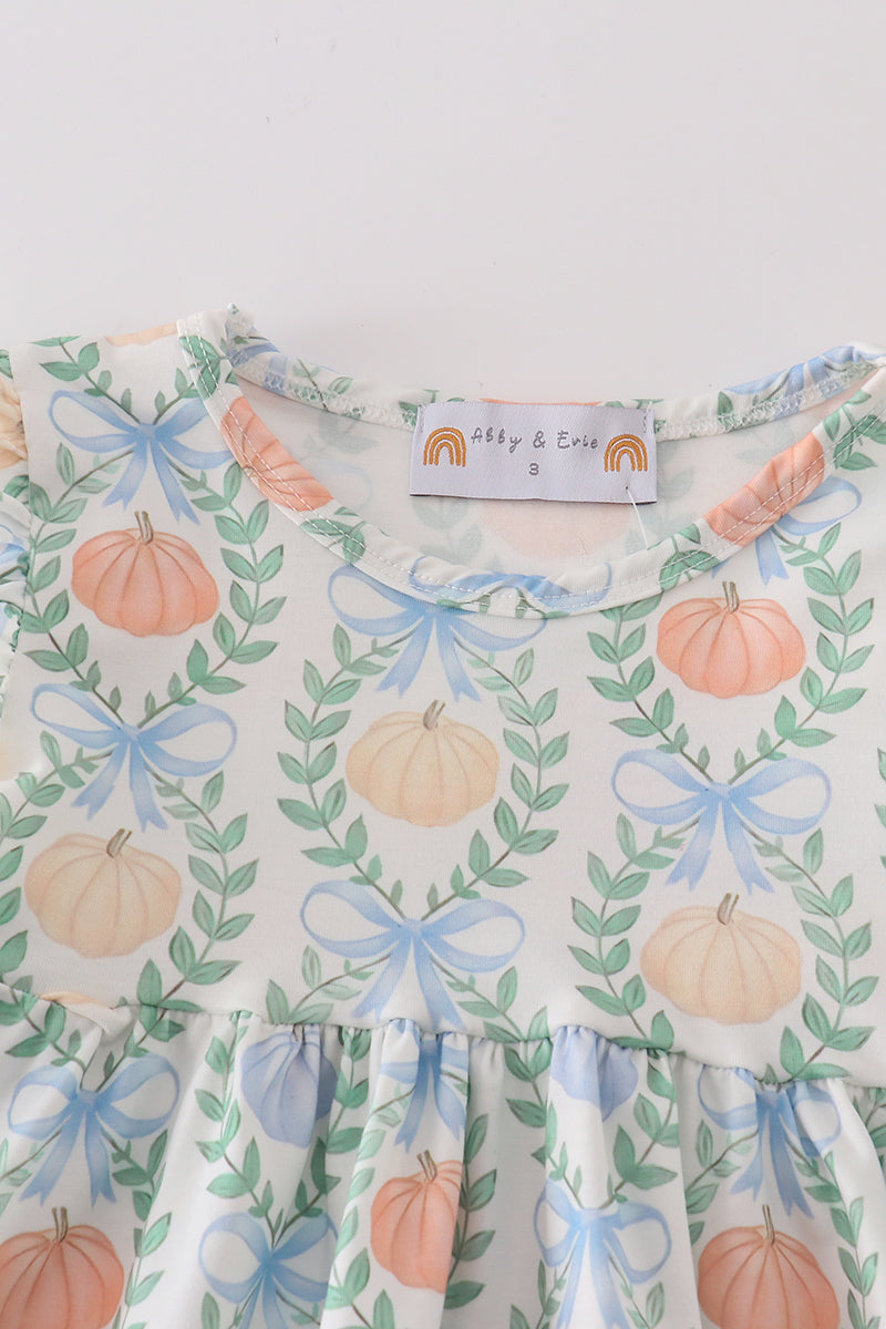 Pumpkin Print Floral Dress