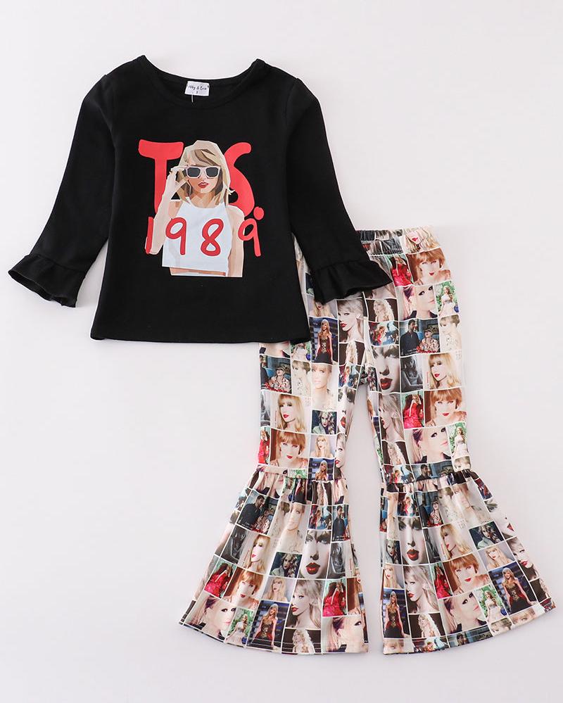 TS 98 Music Fan Print Bell Bottoms Set