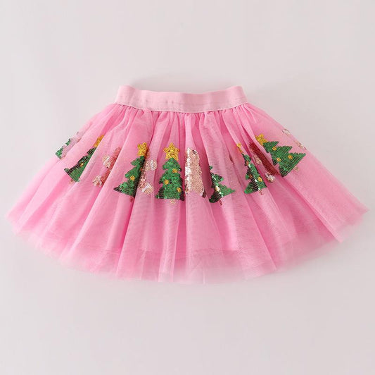 Christmas Gingerbread Sequin Pink Tutu Skirt