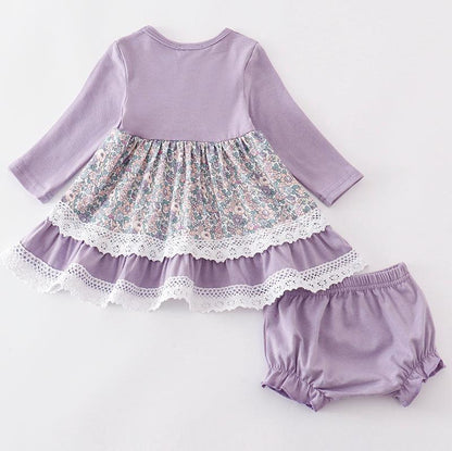 Michelle Purple Floral Print Baby Set