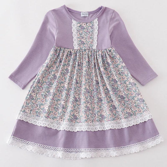 Michelle Purple Floral Print Dress