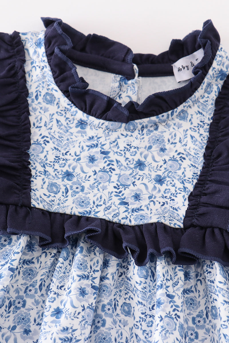 Margaret Blue Floral Print Baby Girl Set