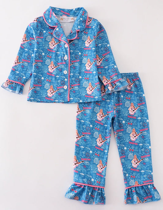 TS Blue Music Fan Girl Pajamas Set