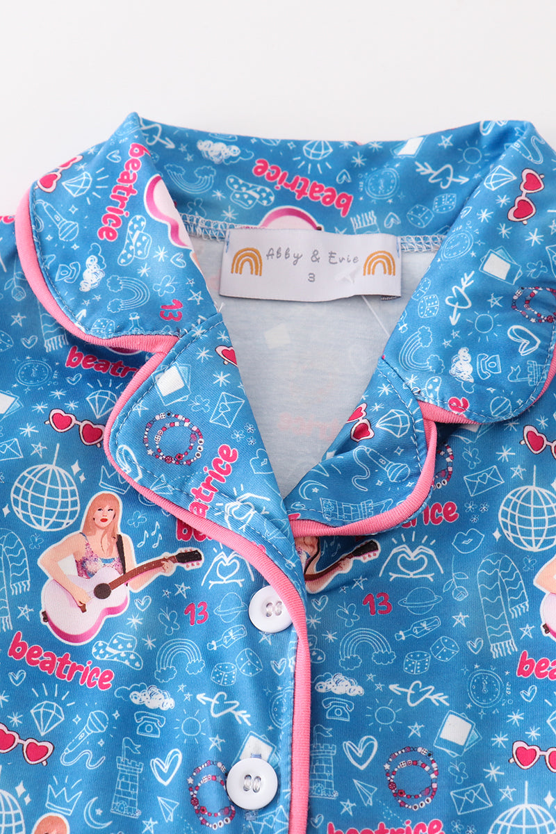 TS Blue Music Fan Girl Pajamas Set