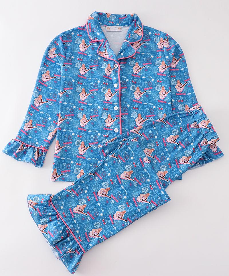 TS Blue Music Print Women’s Pajamas Set