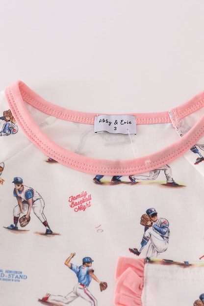 Home Run Baseball Print Girl Pajama Set