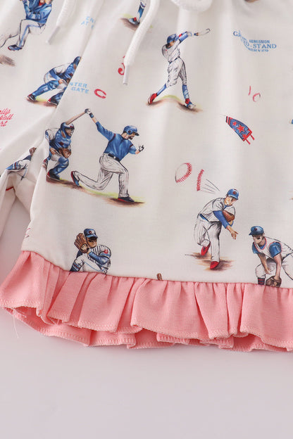 Home Run Baseball Print Girl Pajama Set