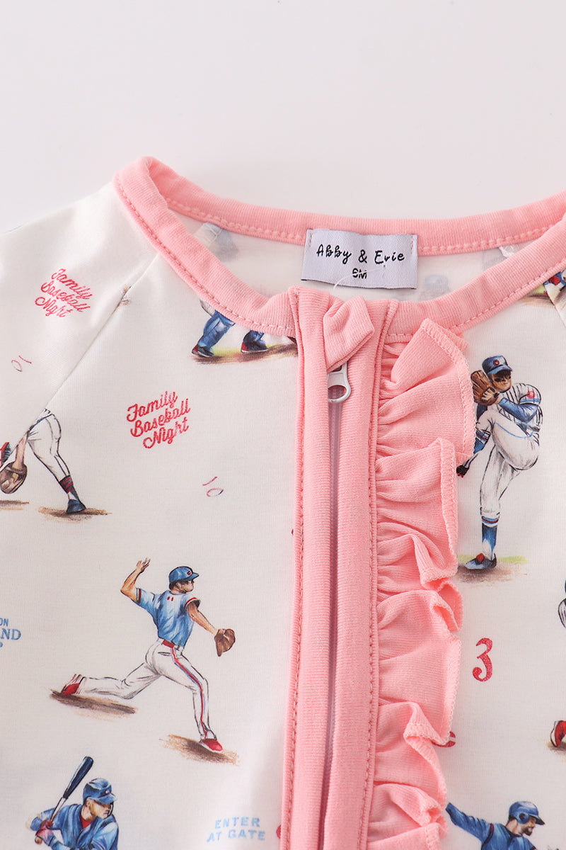 Home Run Baseball Print Girl Romper