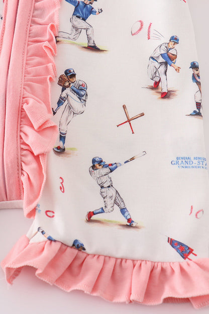 Home Run Baseball Print Girl Romper