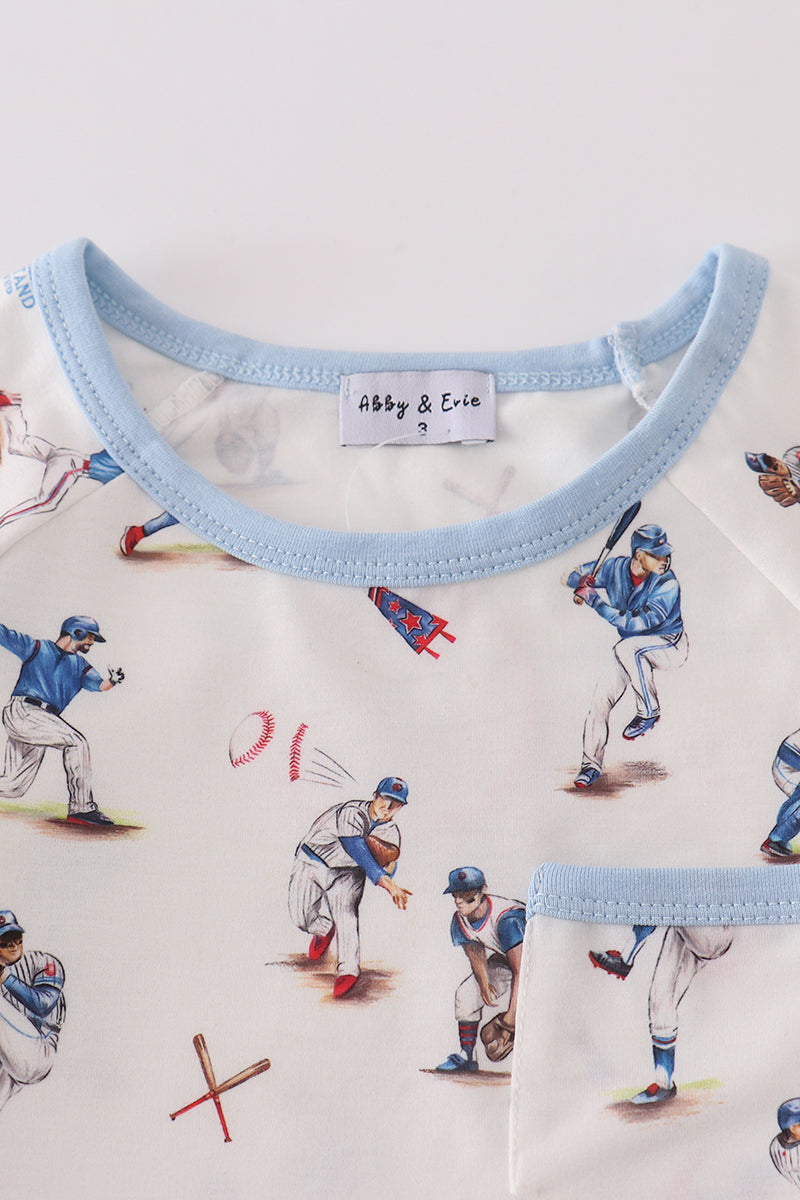 Home Run Baseball Print Boy Pajamas Set