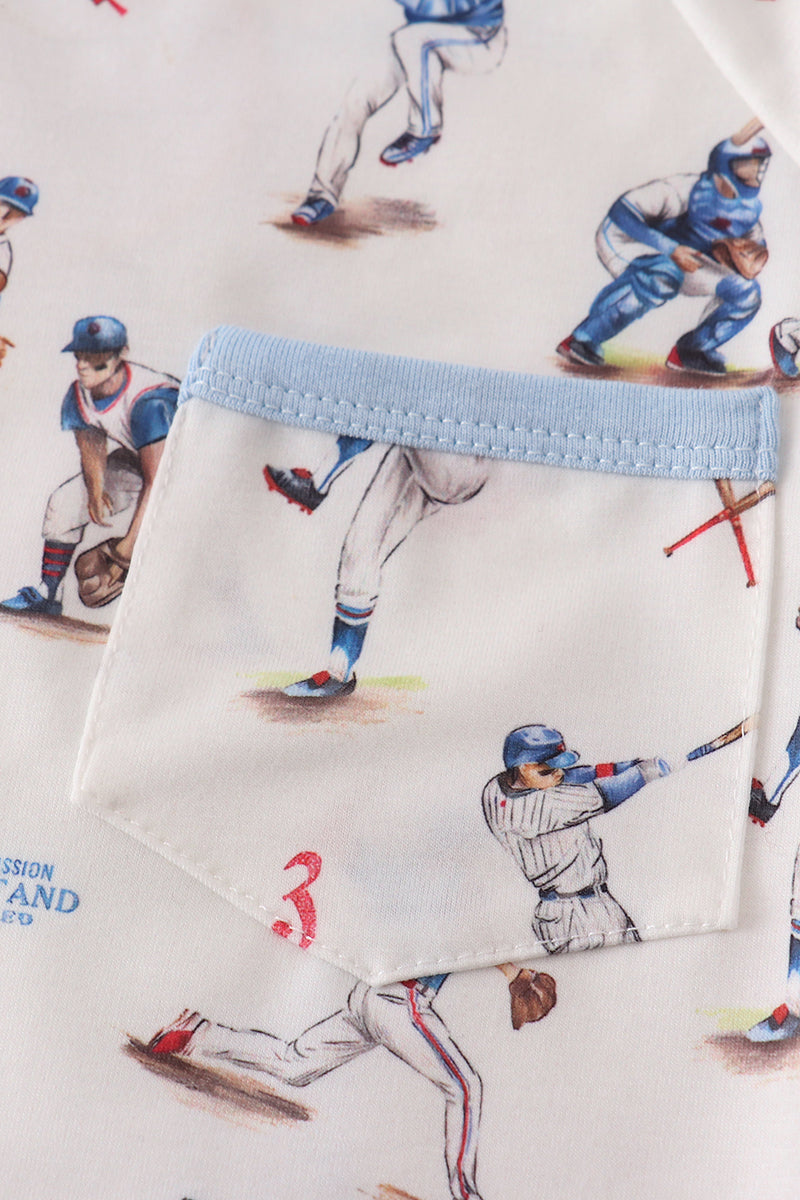 Home Run Baseball Print Boy Pajamas Set