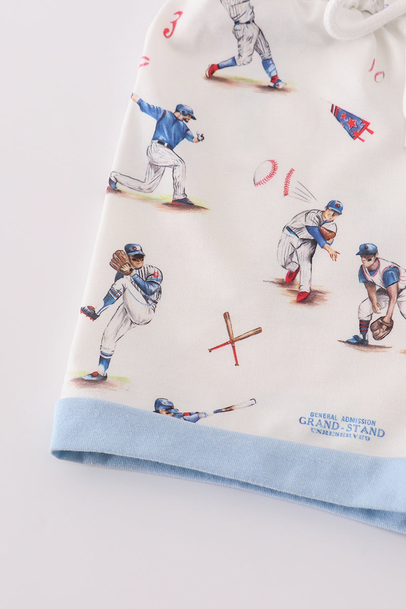 Home Run Baseball Print Boy Pajamas Set