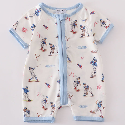 Home Run Baseball Print Boy Romper