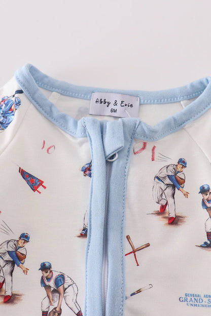 Home Run Baseball Print Boy Romper