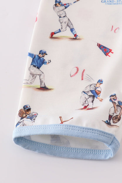 Home Run Baseball Print Boy Romper