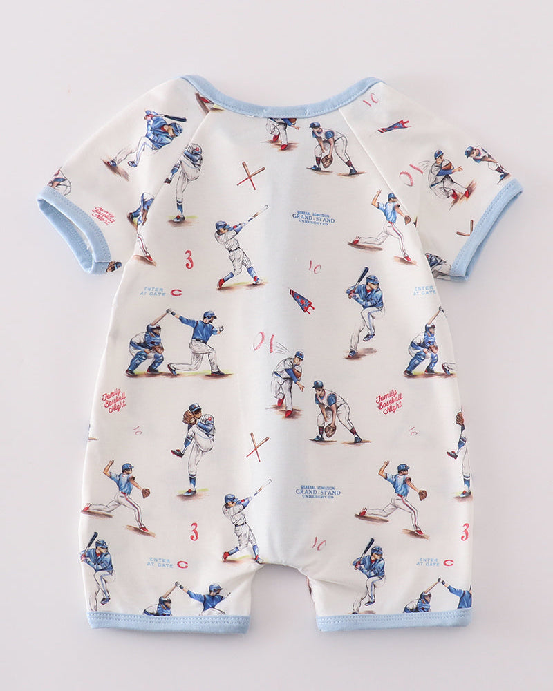 Home Run Baseball Print Boy Romper