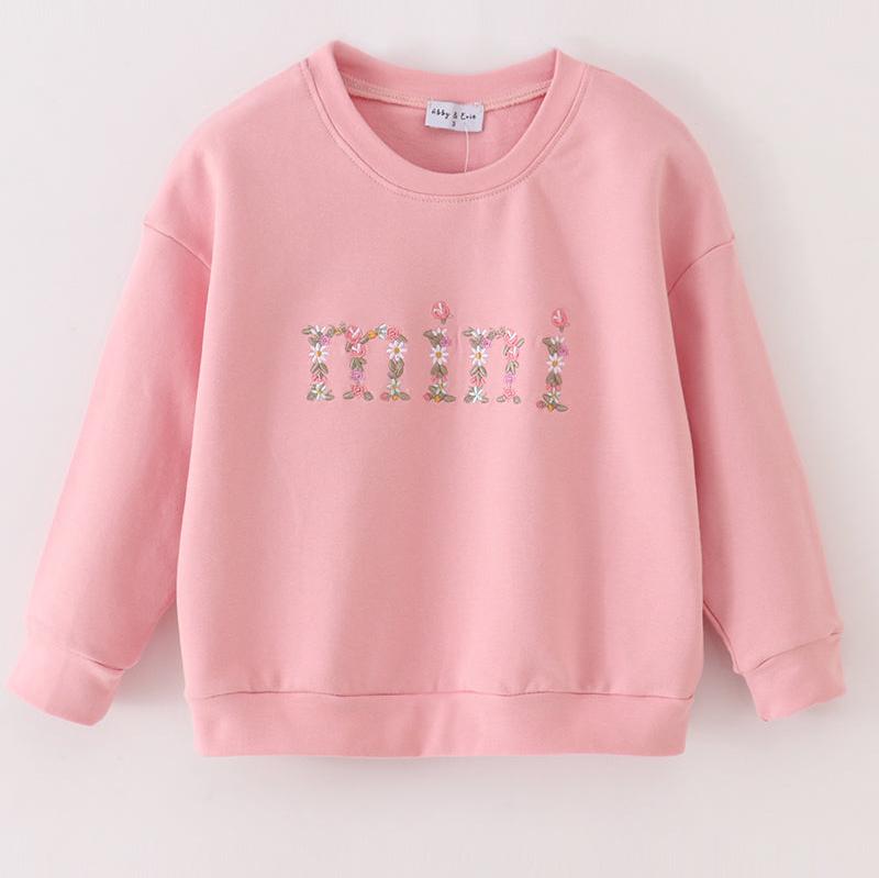 Mama + Mini Embroidered Pink Sweatshirt