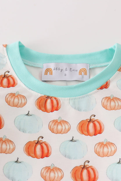 Festive Pumpkin Print Boy Pajamas Set