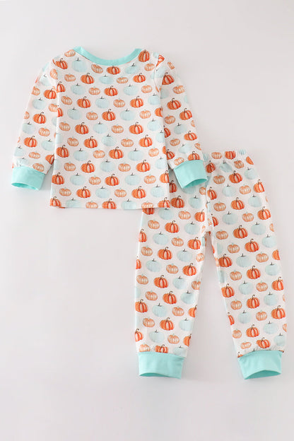 Festive Pumpkin Print Boy Pajamas Set