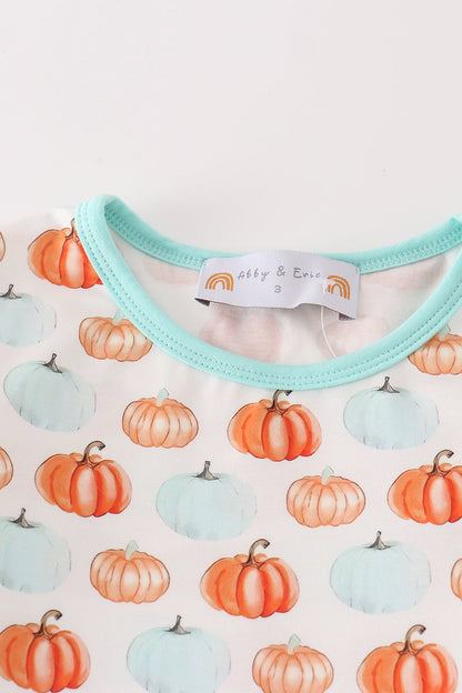 Festive Pumpkin Print Girl Pajama Set