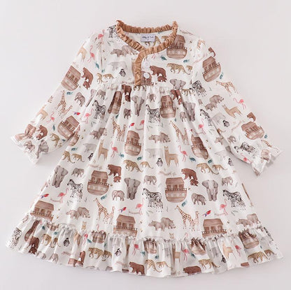 Noah's Ark Animal Print Girl Pajama Gown