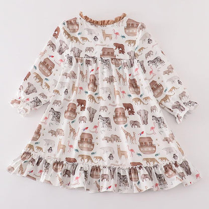 Noah's Ark Animal Print Girl Pajama Gown