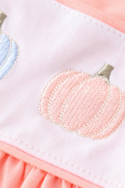 Pumpkin Embroidered Pink Girl Pants Set