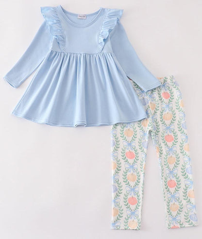 Blue Pumpkin Print Girl Set