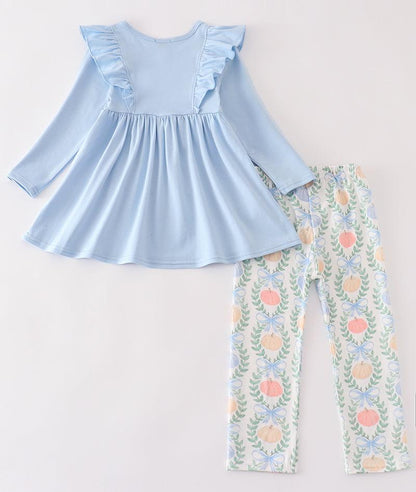 Blue Pumpkin Print Girl Set