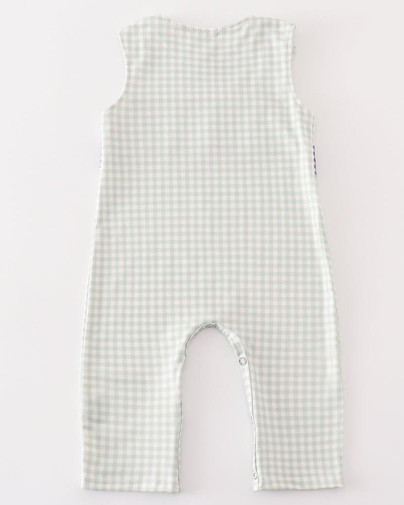 Sage Turkey Embroidered Gingham Boy Jon Jon