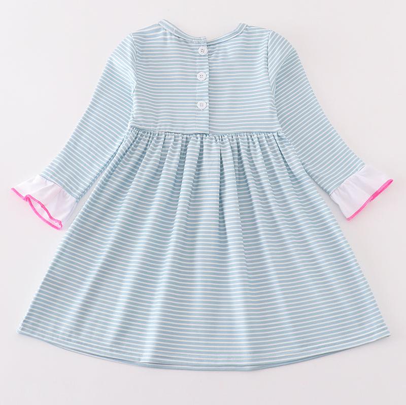 Blue Bow Embroidered Dress