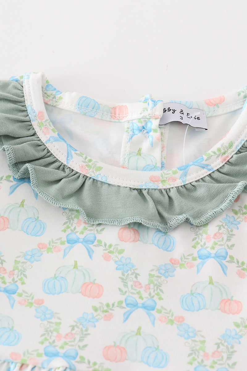 Green Pumpkin Print Dress