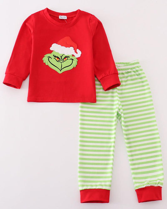 Christmas Guy Applique Boy Pajamas Set