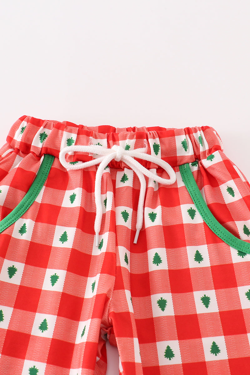 Christmas Tree Red Gingham Boy Set