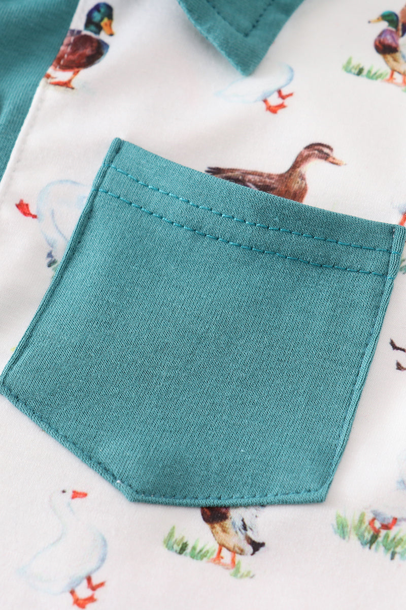 Teal Duck Print Boy Set