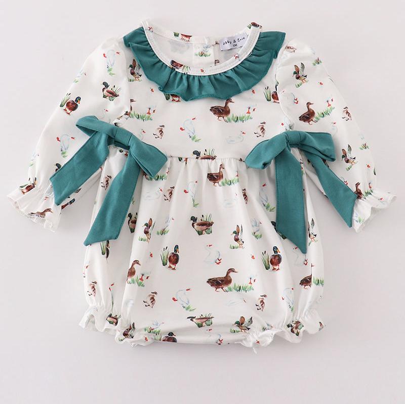 Teal Duck Print Girl Bubble