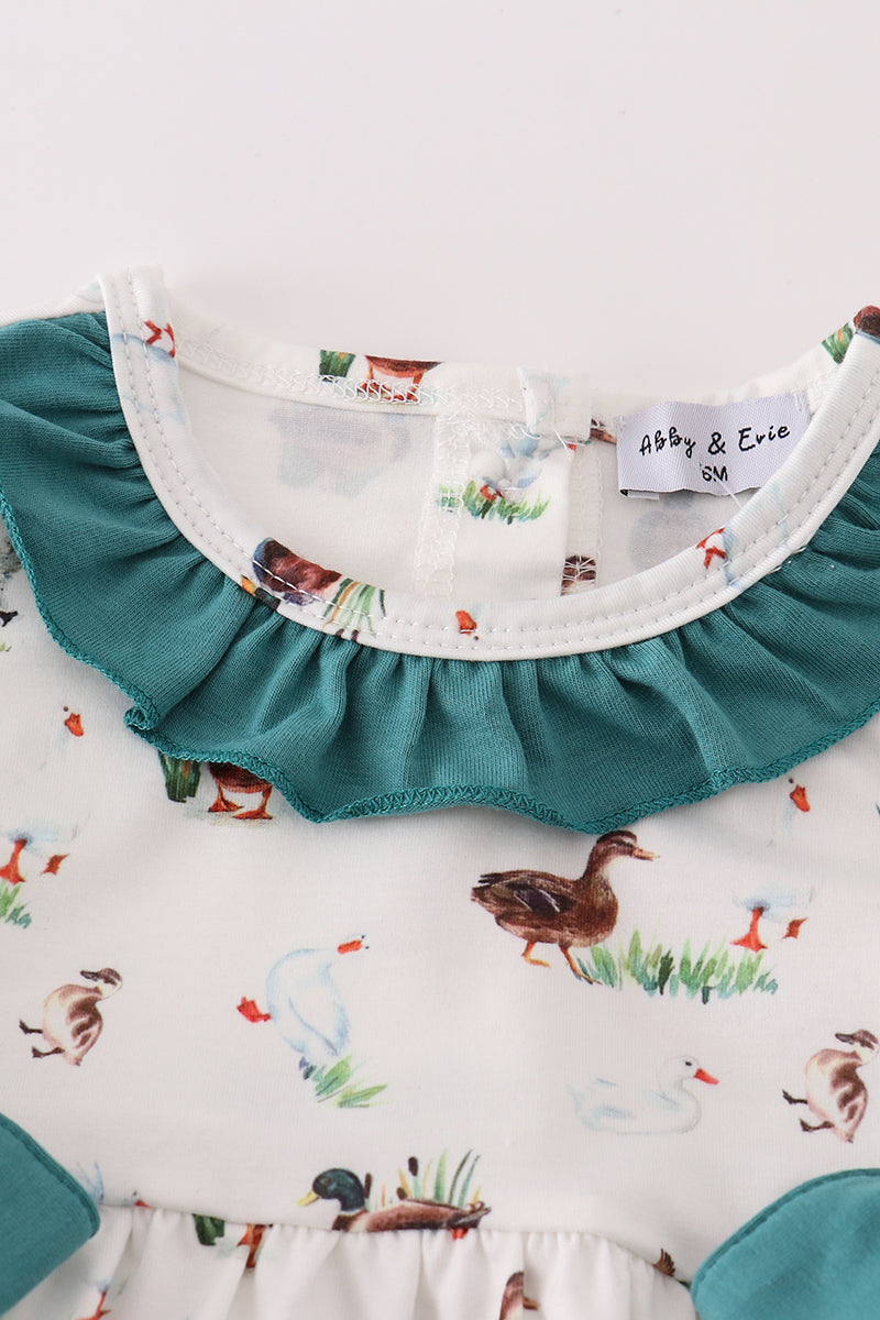 Teal Duck Print Girl Bubble