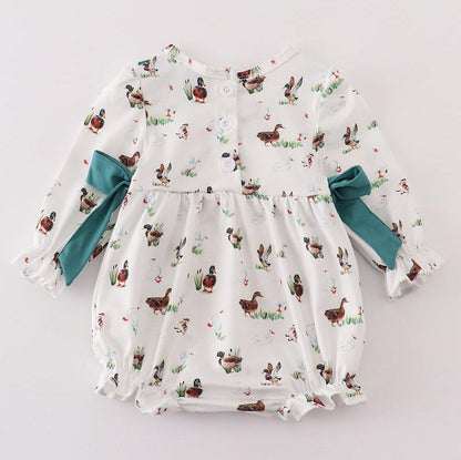 Teal Duck Print Girl Bubble