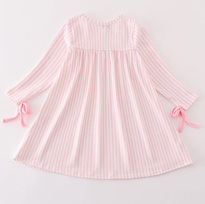 Pink Stripe Turkey Embroidered Dress