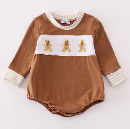 Brown Gingerbread Embroidered Boy Bubble