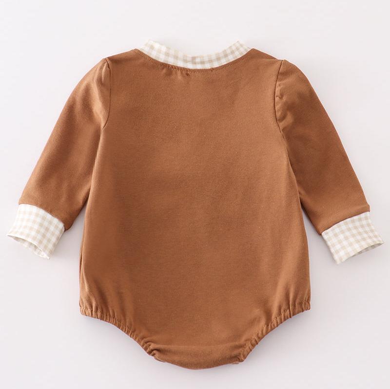 Brown Gingerbread Embroidered Boy Bubble