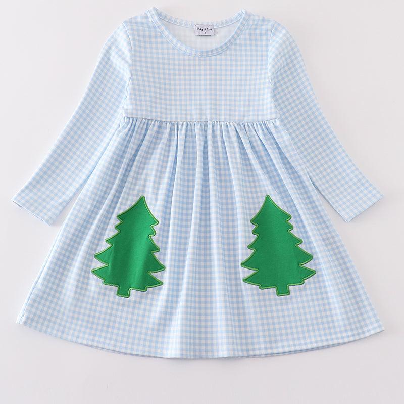 Green Christmas Tree Applique Dress