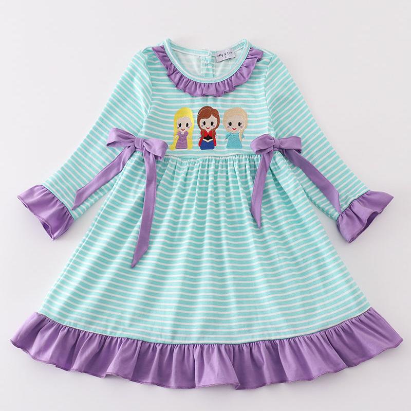 Ice Princess Embroidered Stripe Dress