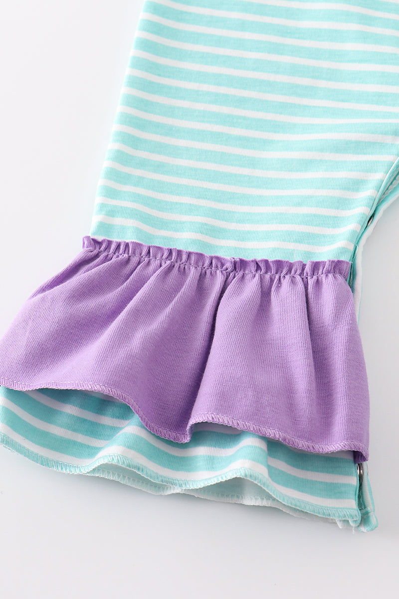 Ice Princess Embroidered Stripe Girl Romper