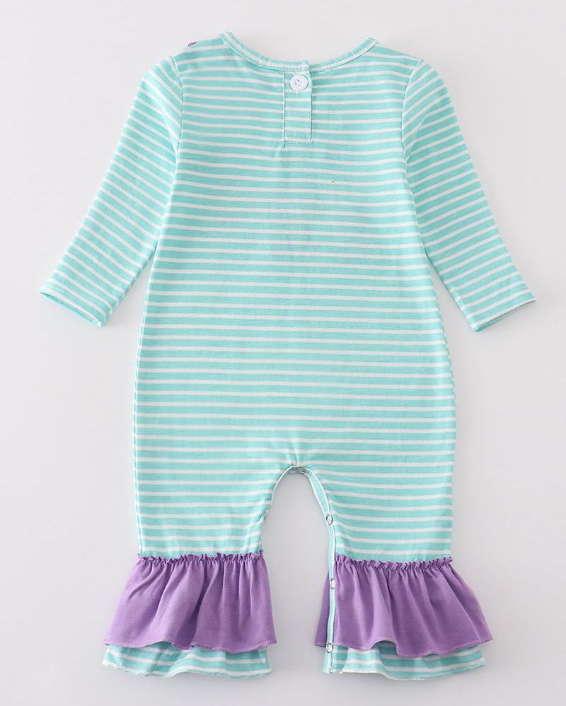 Ice Princess Embroidered Stripe Girl Romper