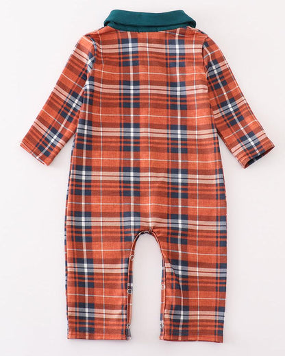 Grady Orange Plaid Boy Romper