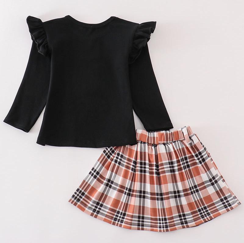 Rustic Charm Plaid Ruffle Skirt Set