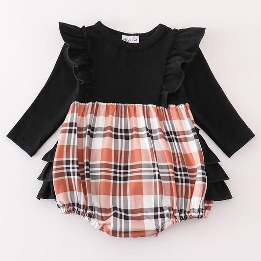 Rustic Charm Plaid Girl Ruffle Bubble